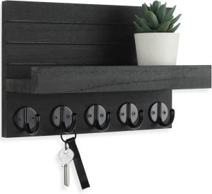 Key Holder for Wall, Decorative Key and Mail Holder with Shelf Has Large Hooks for Bags, Coats