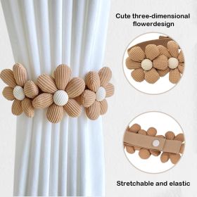 Sunflower Curtain Tiebacks-2 Pack | Curtain Holdbacks with Three Flower | Curtain Tiebacks Boho | Japanese Curtain Ties | Cute Flower Curtain Tie