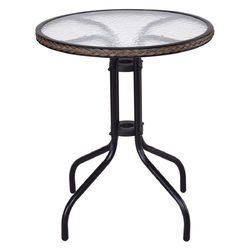 24" Patio Furniture Glass Top Patio Round Table