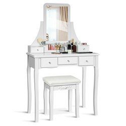 Vanity Set of Mirror Drawers Storage Box Makeup
